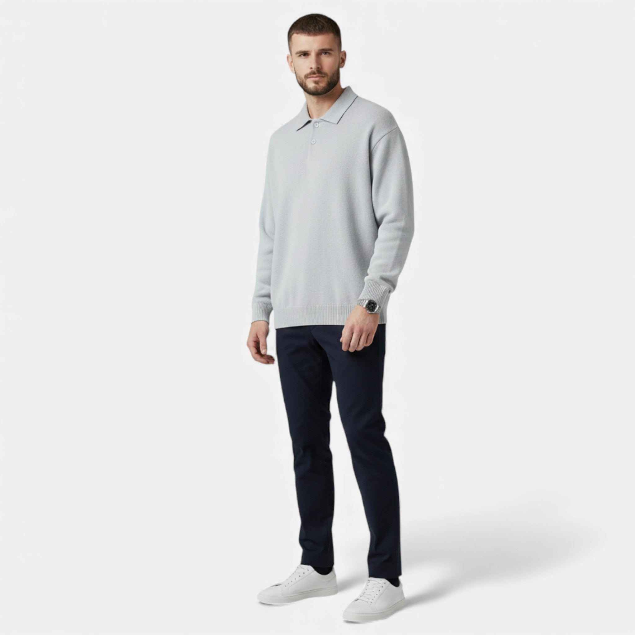 Maison Dresson | Men’s Loose-Fit Button-Up Polo Sweater