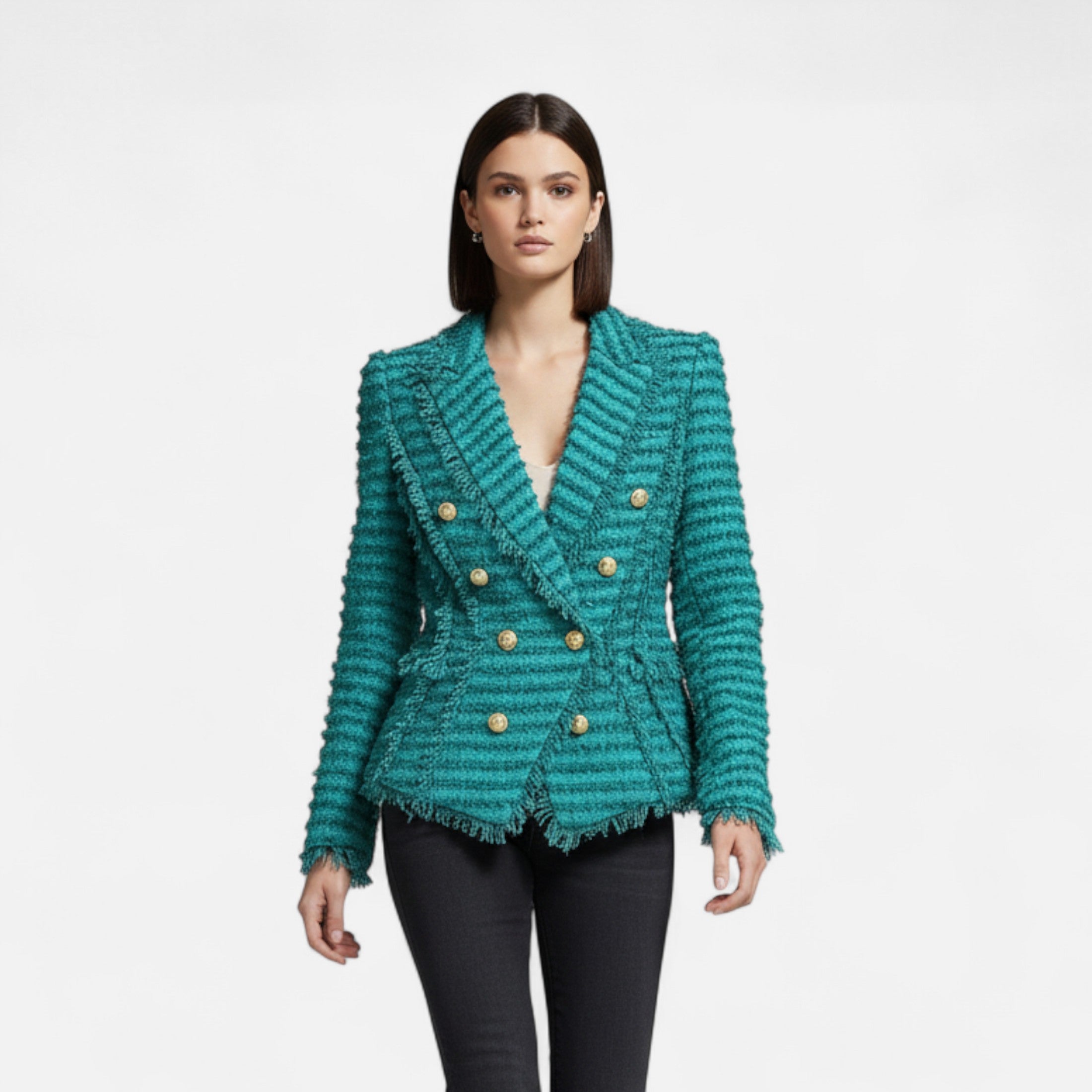 Maison Dresson | Women’s Tweed Blazer – Slim Fit with Tassel Fringe