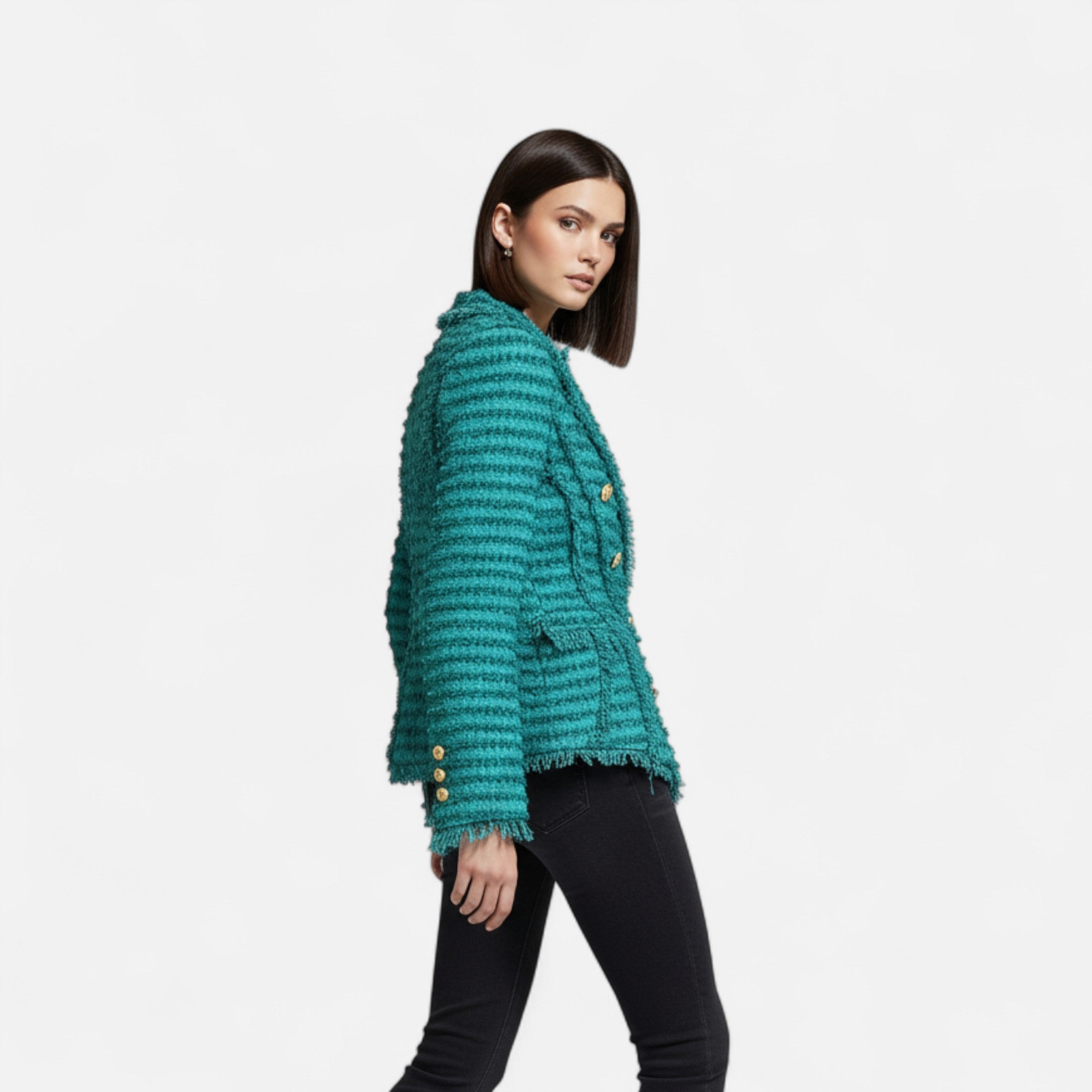 Maison Dresson | Women’s Tweed Blazer – Slim Fit with Tassel Fringe