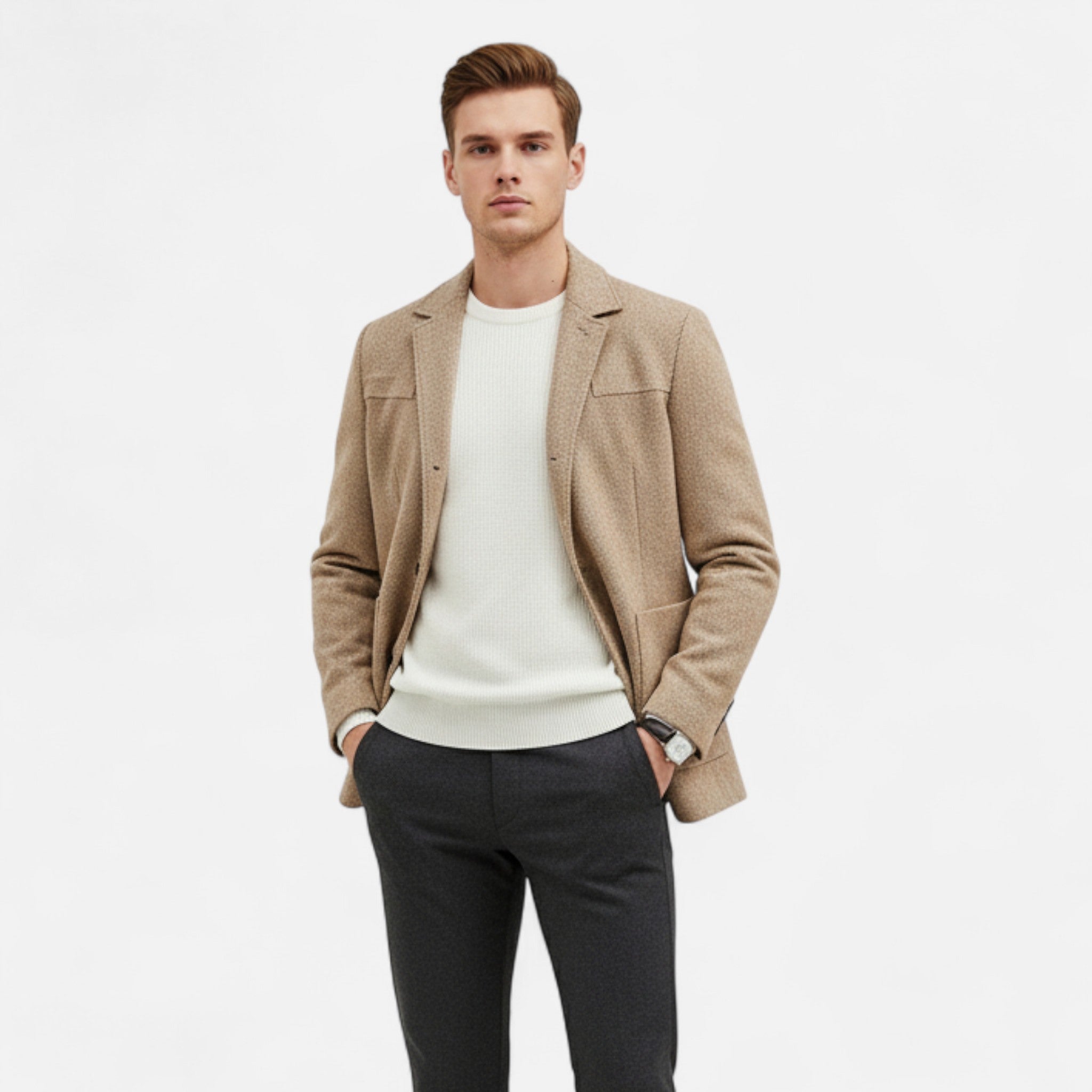 Maison Dresson | Men’s Wool Blend Jacket – Business Lapel Elegance