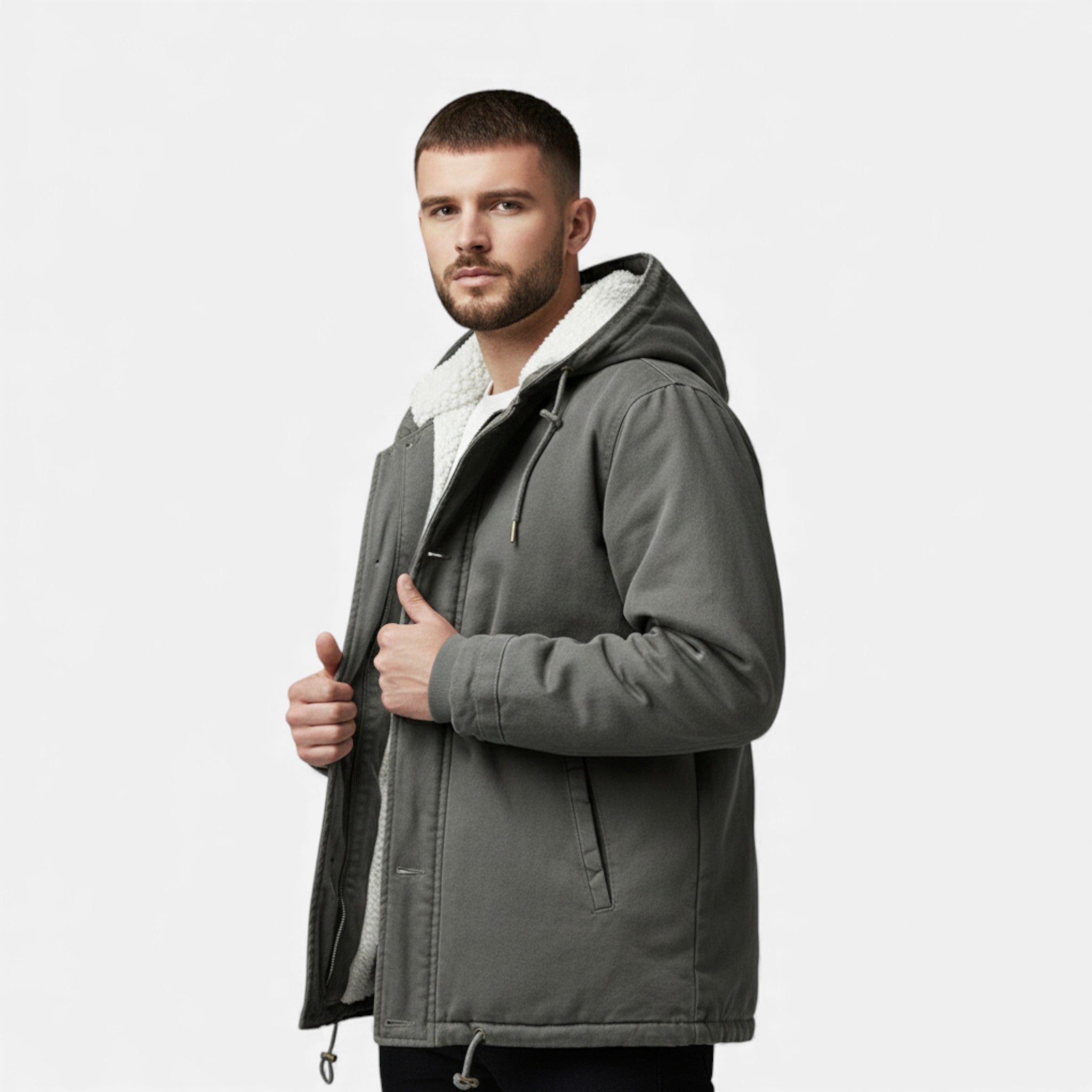 Maison Dresson | Men’s Lamb Fleece Hooded Winter Coat