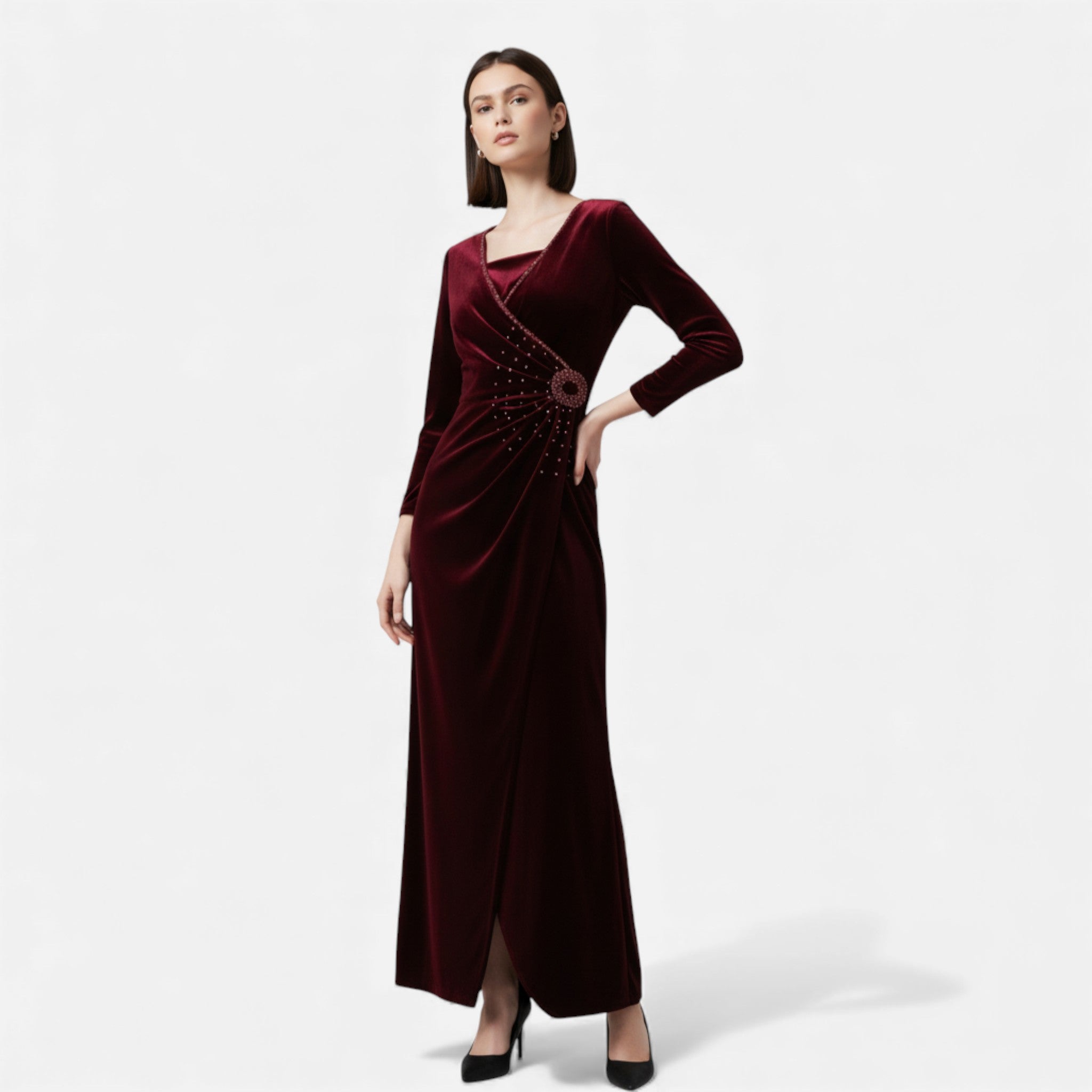 Maison Dresson | Women’s Velvet Draped Wrap Dress
