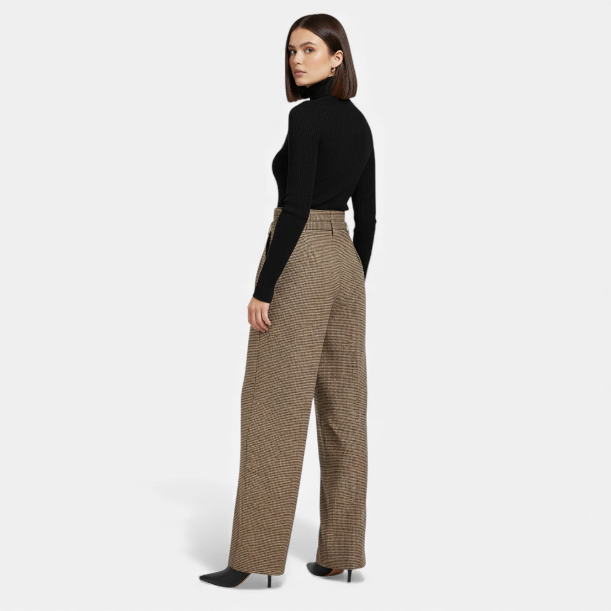 Maison Dresson | Women’s Plaid High-Waist Wide-Leg Trousers