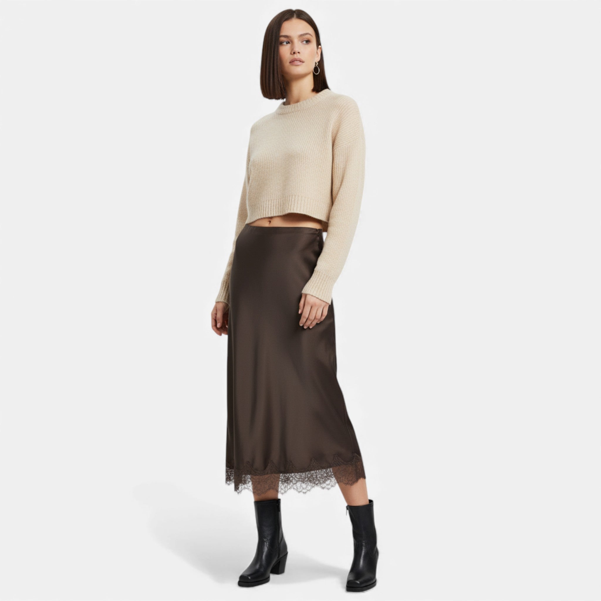 Maison Dresson | Women’s Elegant Satin Midi Skirt
