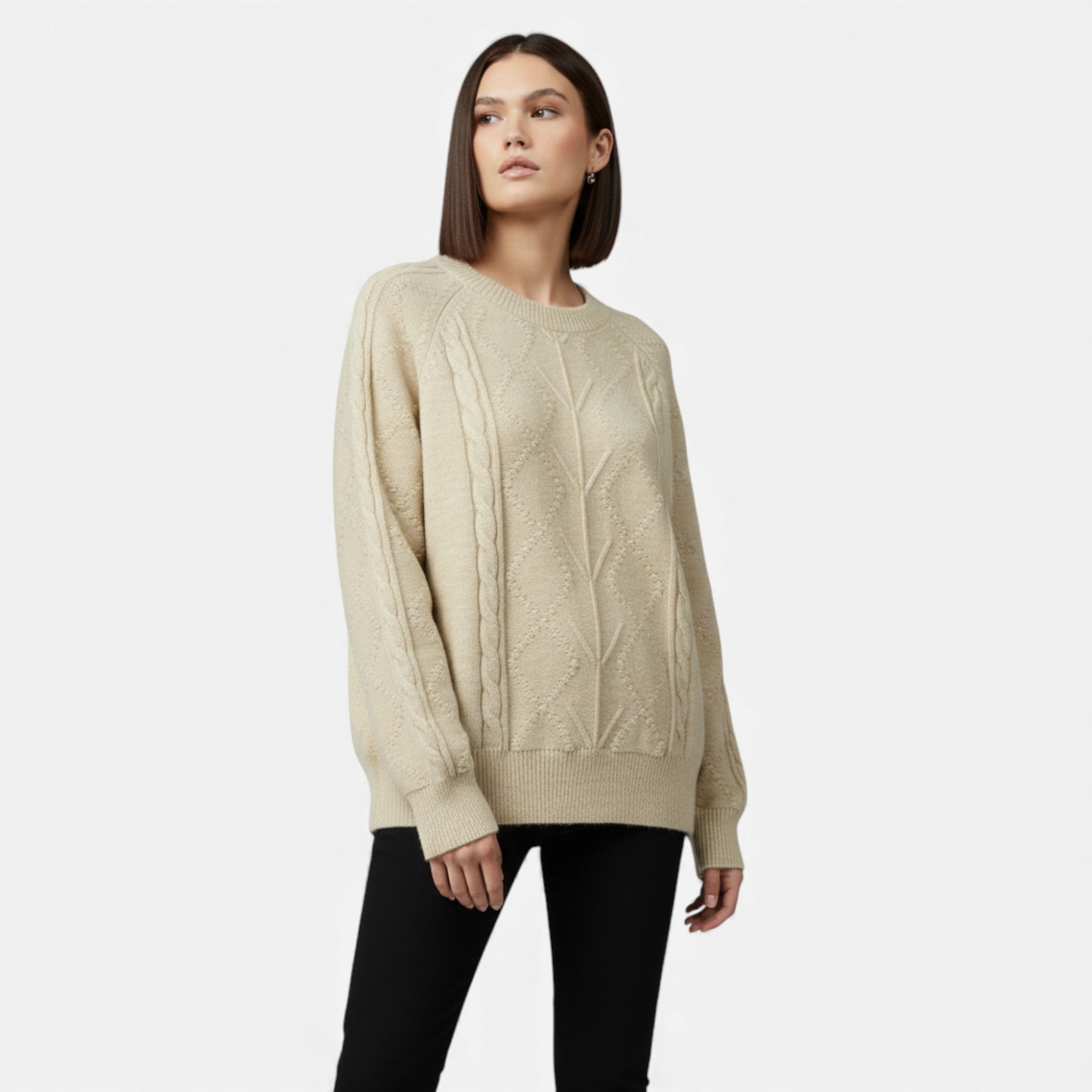 Maison Dresson | Women’s Loose-Fit Knitted Cabled Winter Sweater