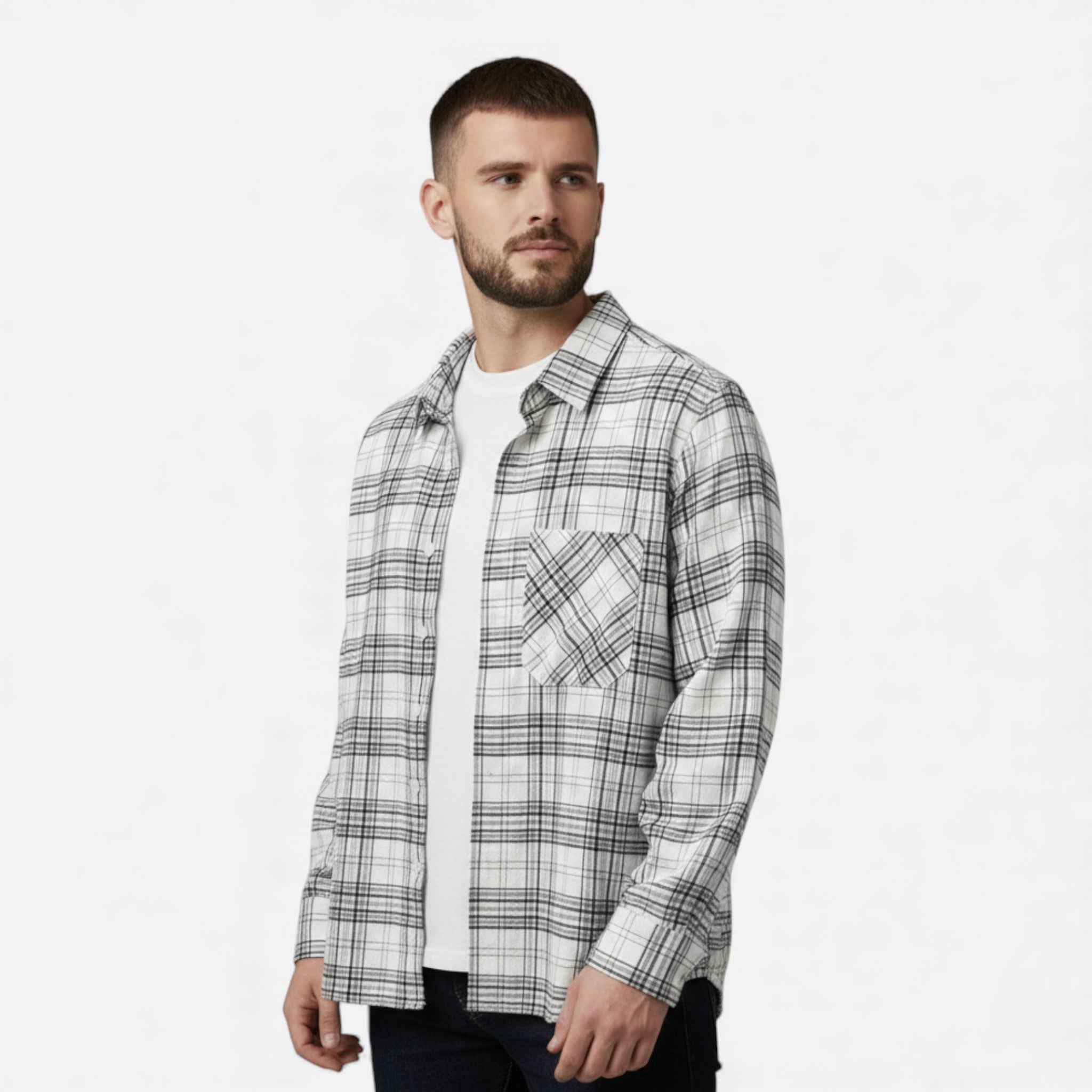Maison Dresson | Men’s Plaid Long-Sleeve Loose Shirt with Pocket