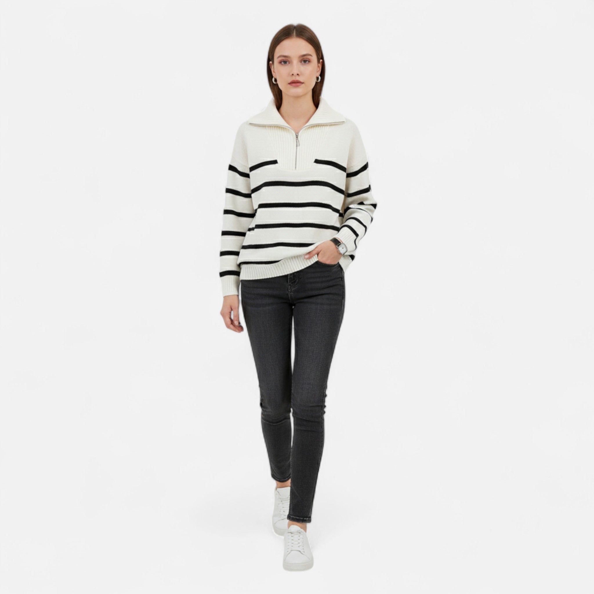 Maison Dresson | Women's Striped Polo Sweater – Refined Autumn Heritage