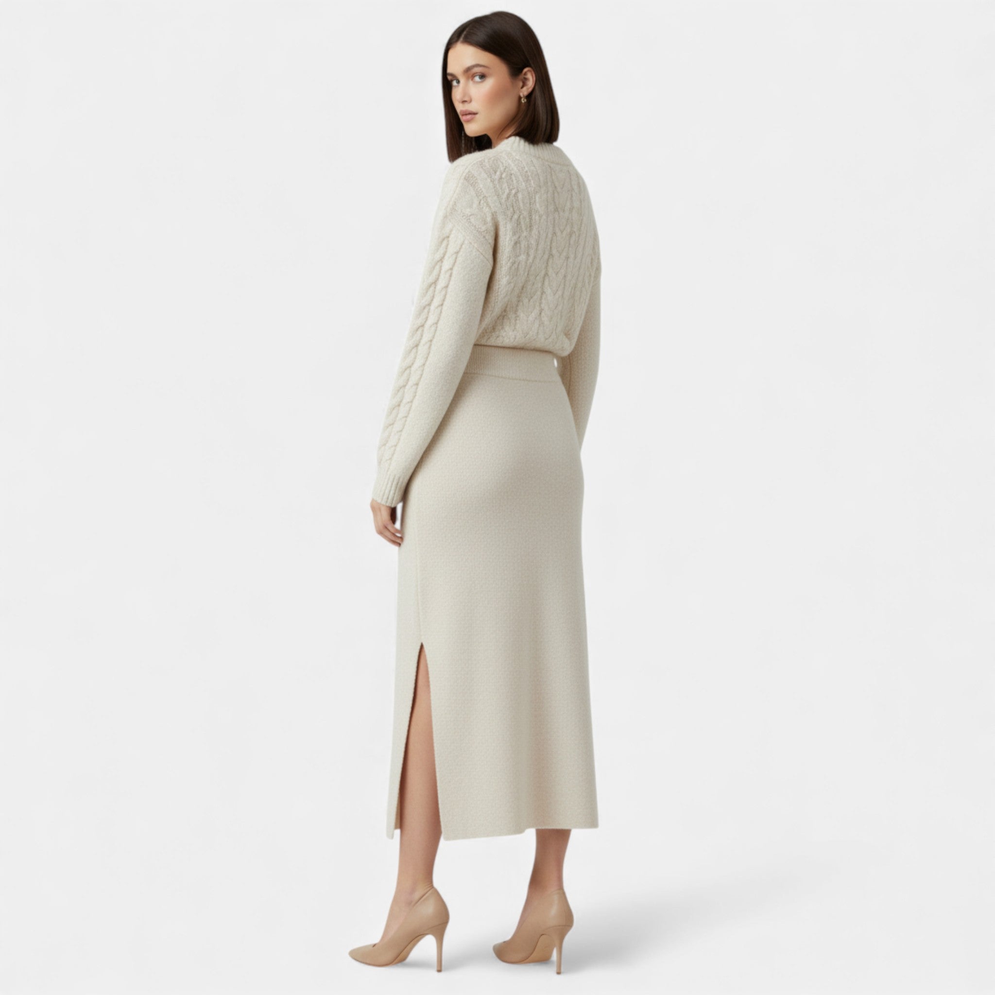 Maison Dresson | Women’s Wool A-Line Split Midi Skirt