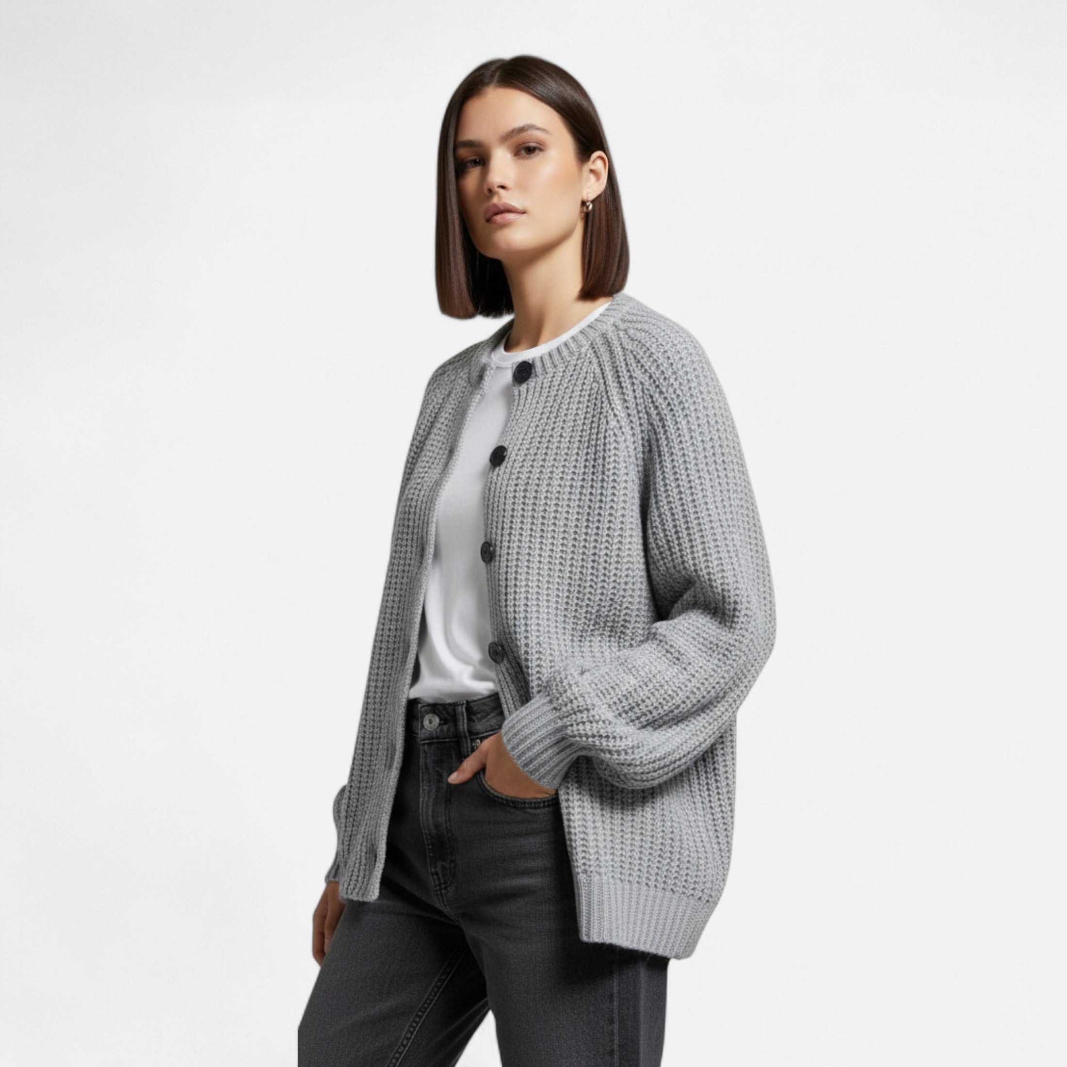 Maison Dresson | Women’s Vintage Round Neck Knit Cardigan – Effortless Autumn Grace