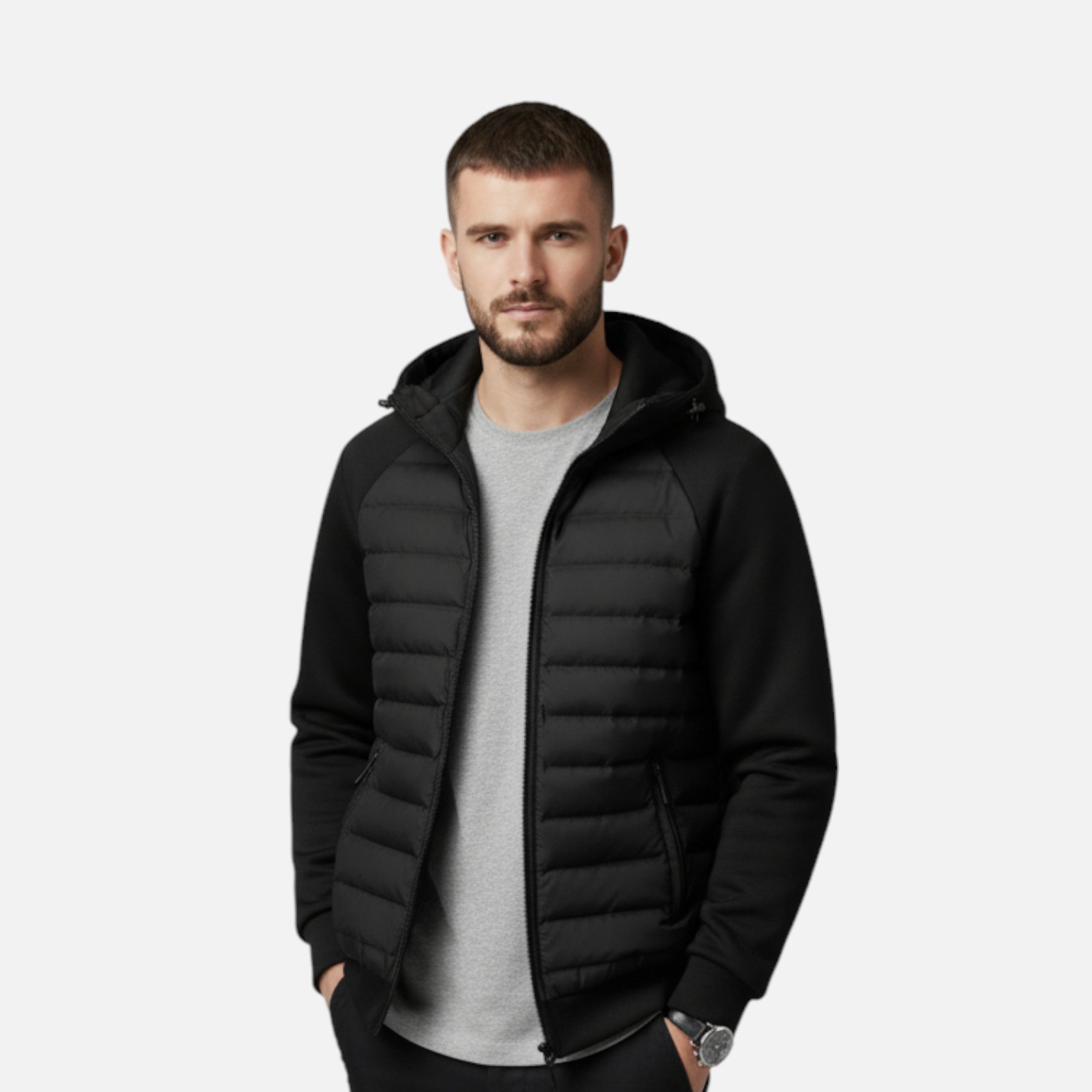 Maison Dresson | Men’s Hooded Down Jacket – Spliced Quilted Style