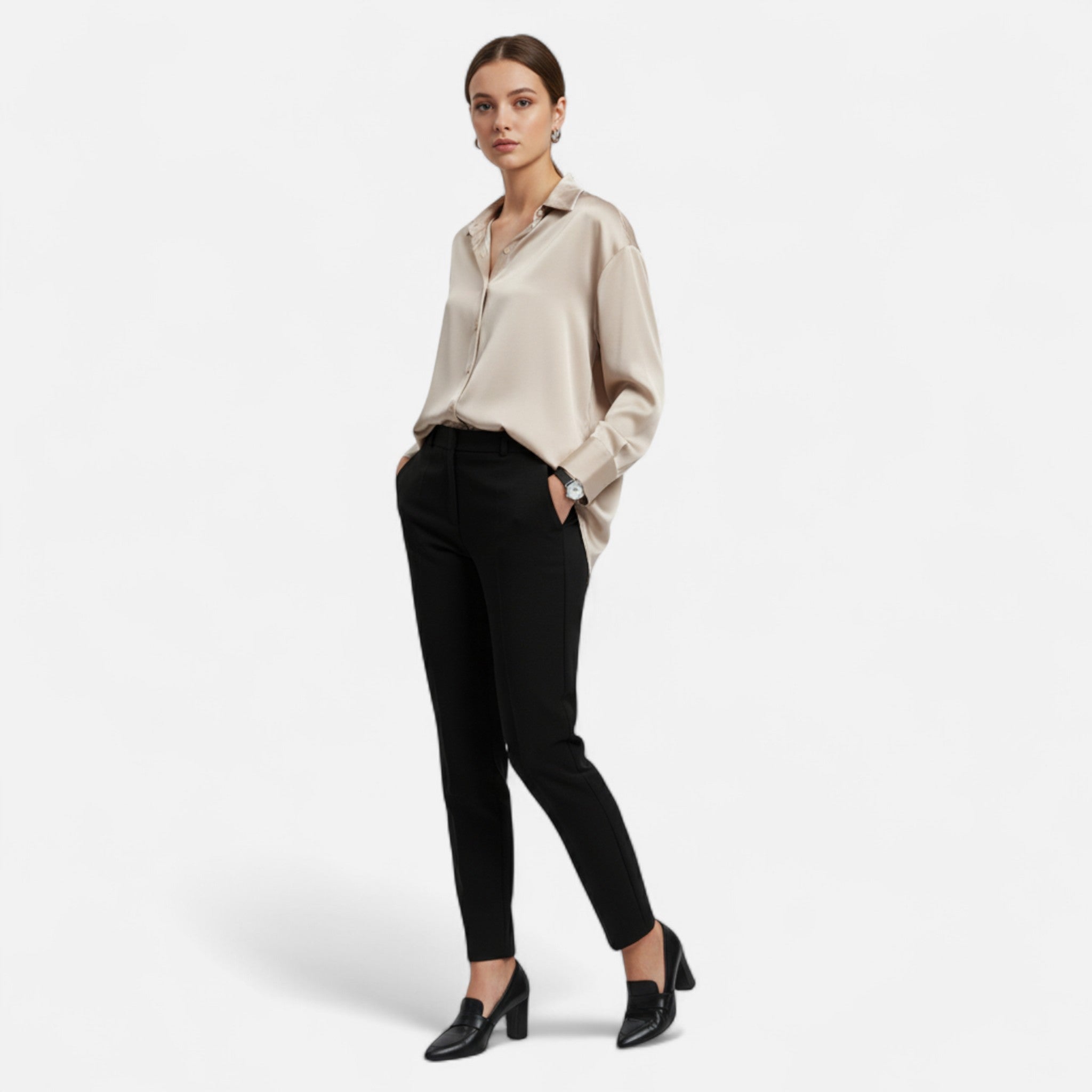 Maison Dresson | Women’s Silk Satin Blouse – Autumn Poise Edition