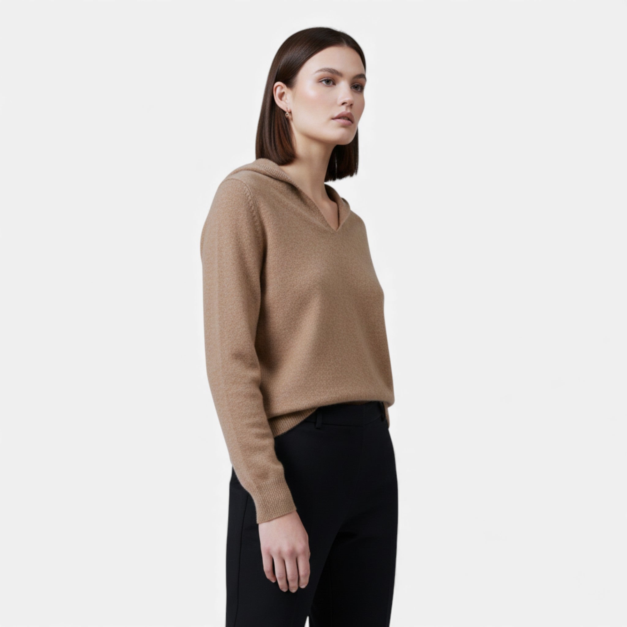 Maison Dresson | Women’s Loose Wool Knitted V-Neck Hoodie