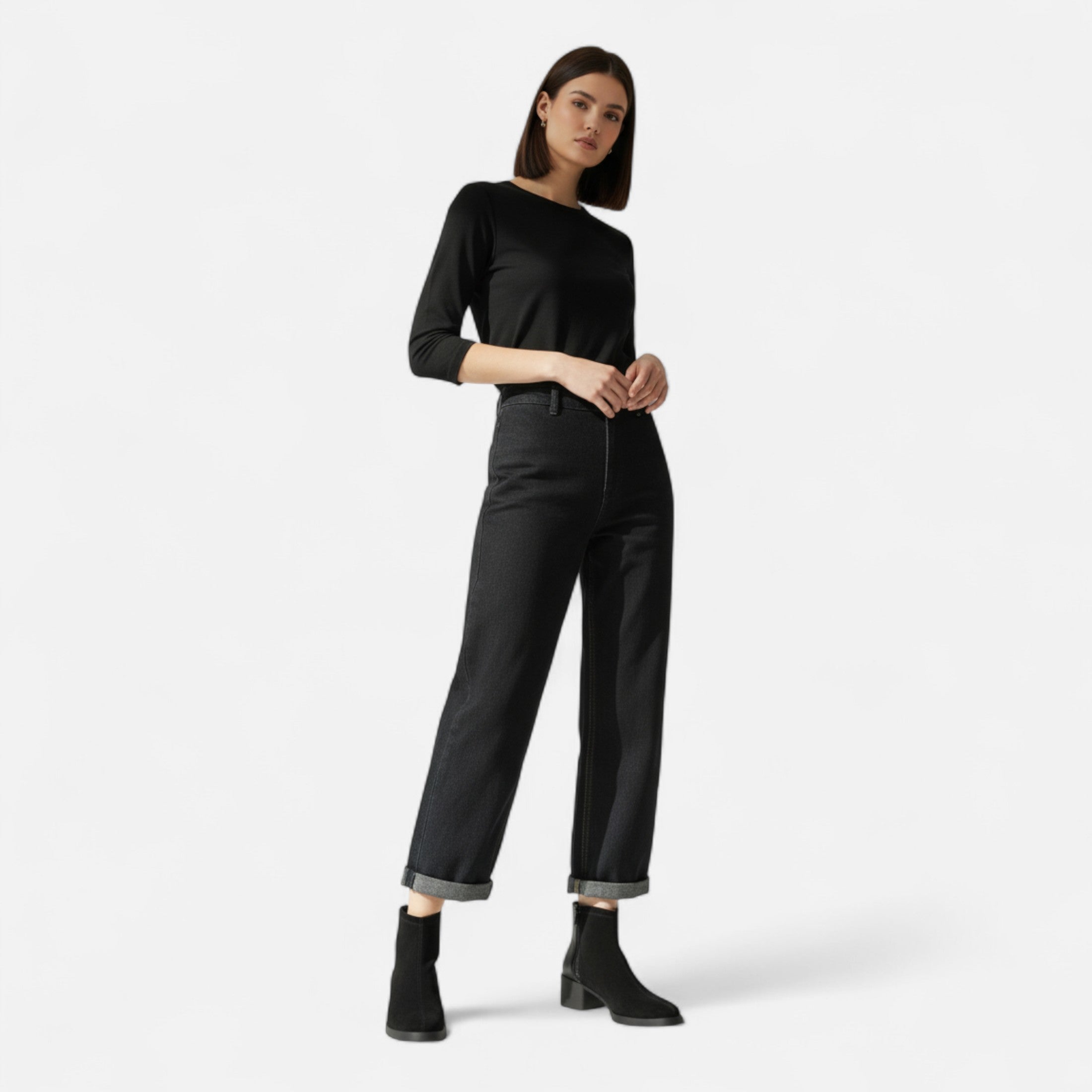 Maison Dresson | Women’s Suede Ankle Boots – Square Toe Mid-Heel