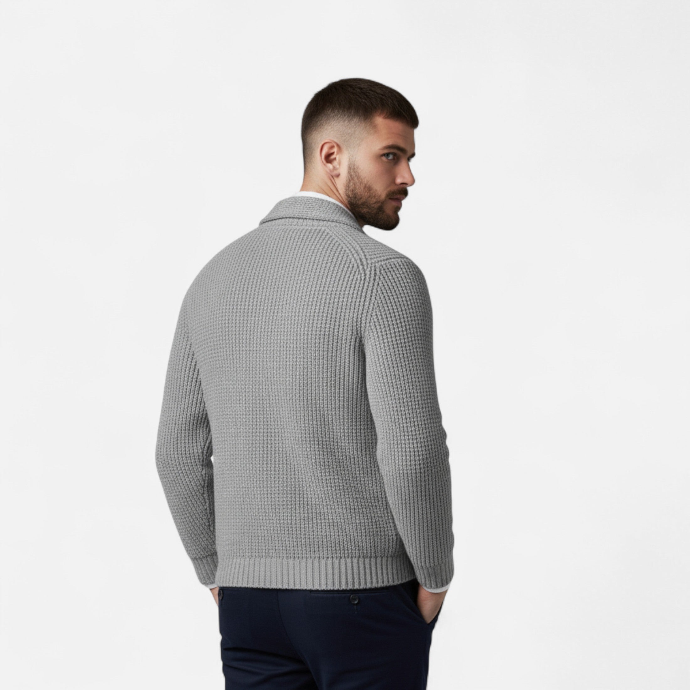 Maison Dresson | Men’s Button-Up Wool Cardigan – Classic Slim Fit Style