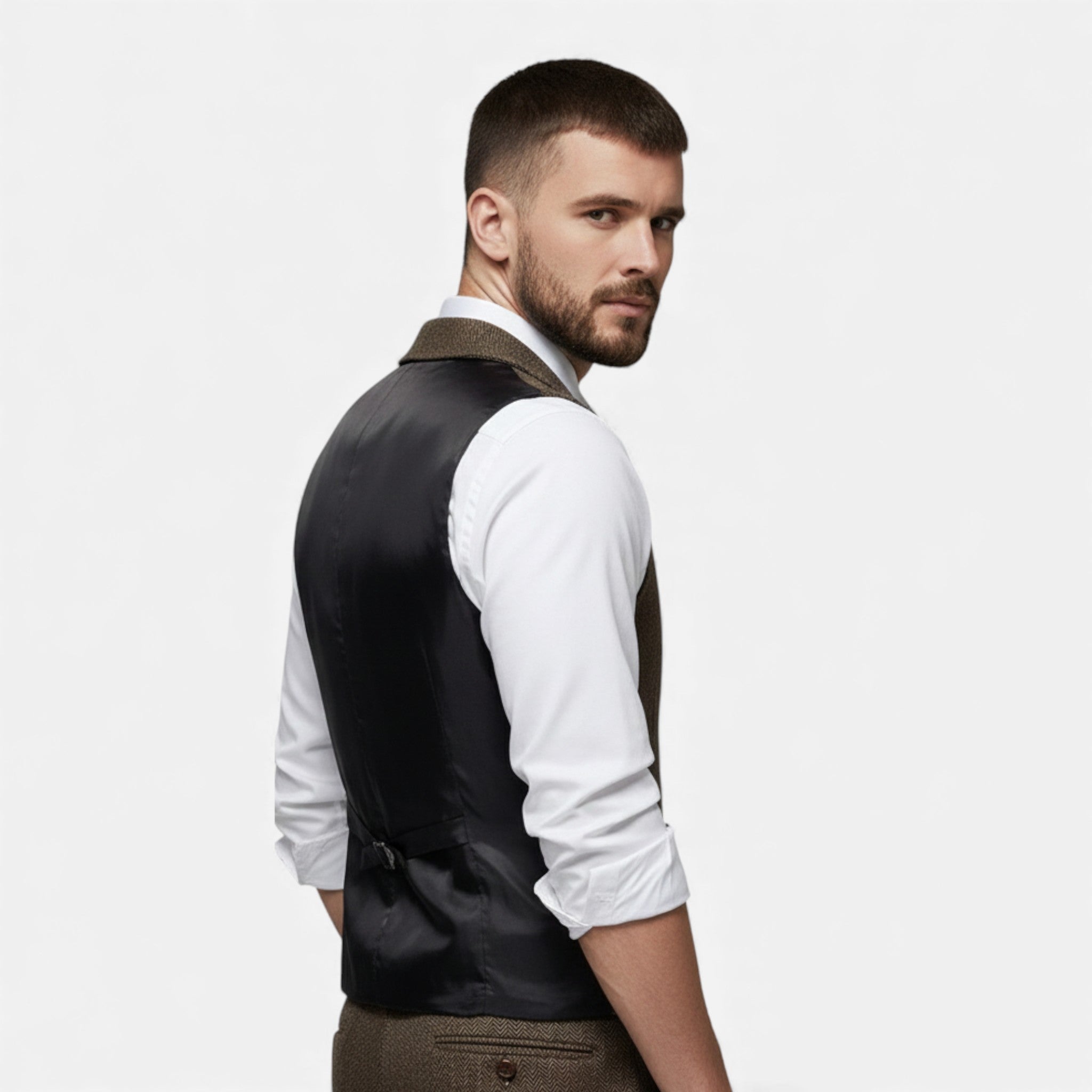 Maison Dresson | Men’s Vintage Tweed Suit Vest with Lapel Chain