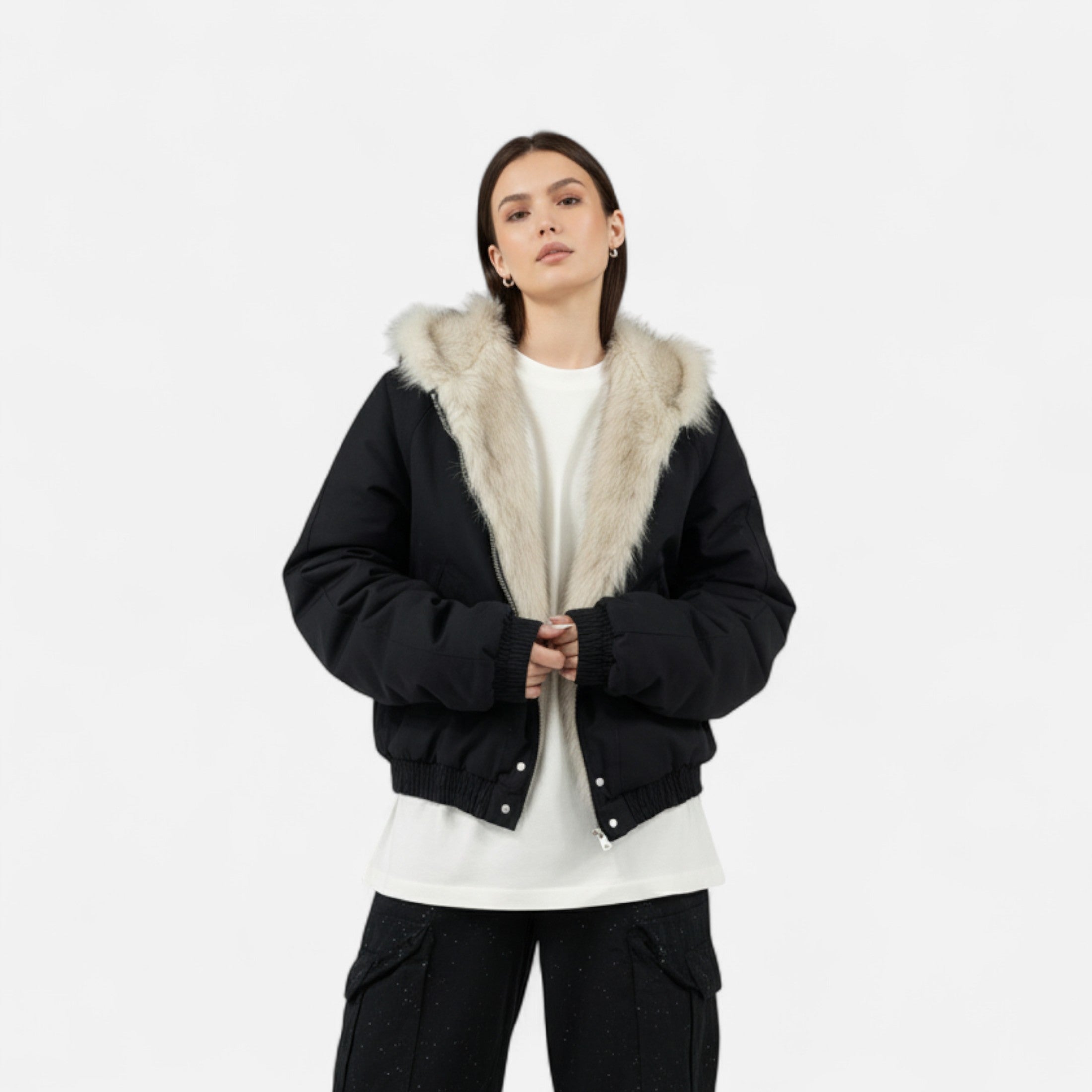 Maison Dresson | Women’s Winter Hooded Coat – Fur Collar Vintage Style