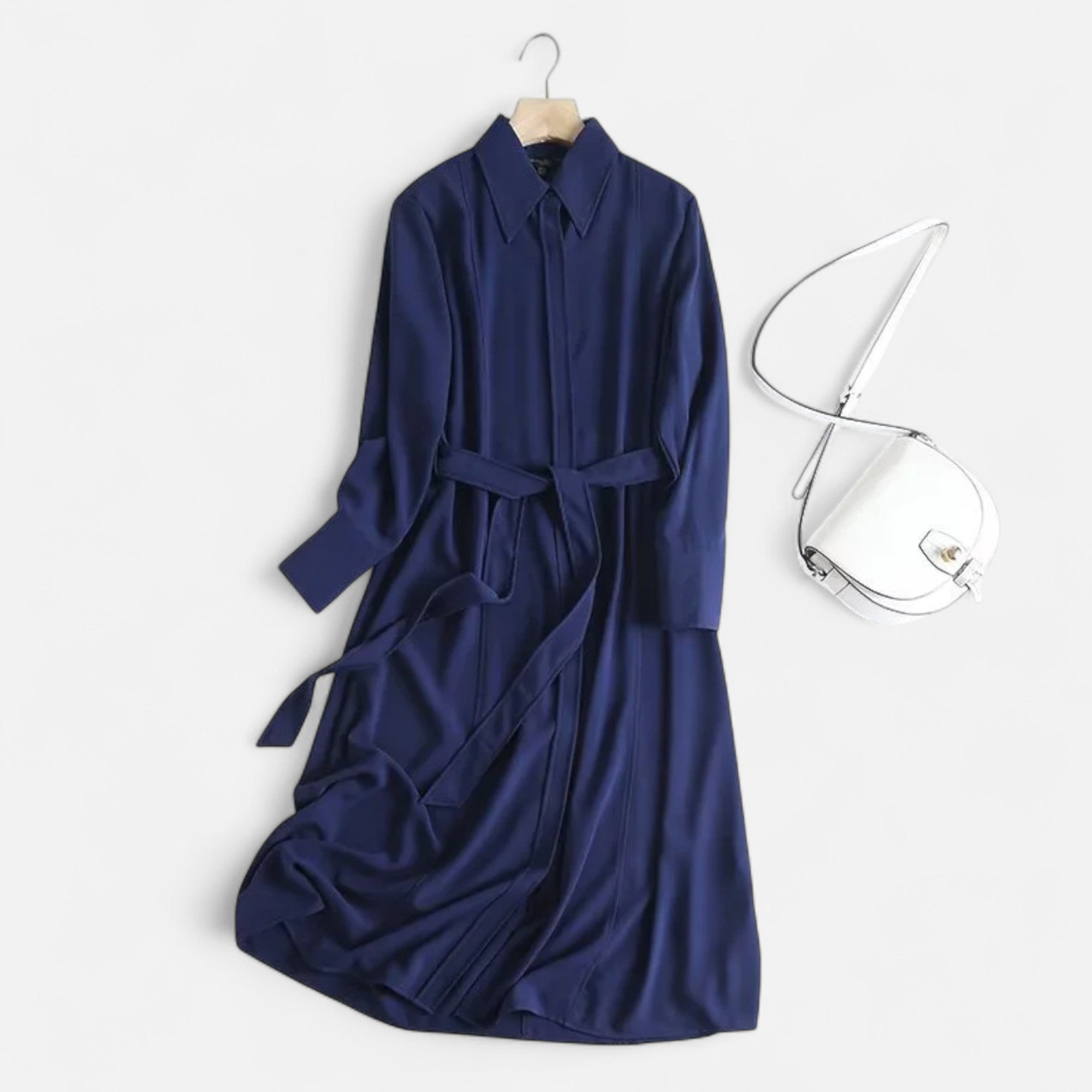 Maison Dresson | Women’s Slim-Fit Cotton-Blend Midi Shirt-Dress with Belt