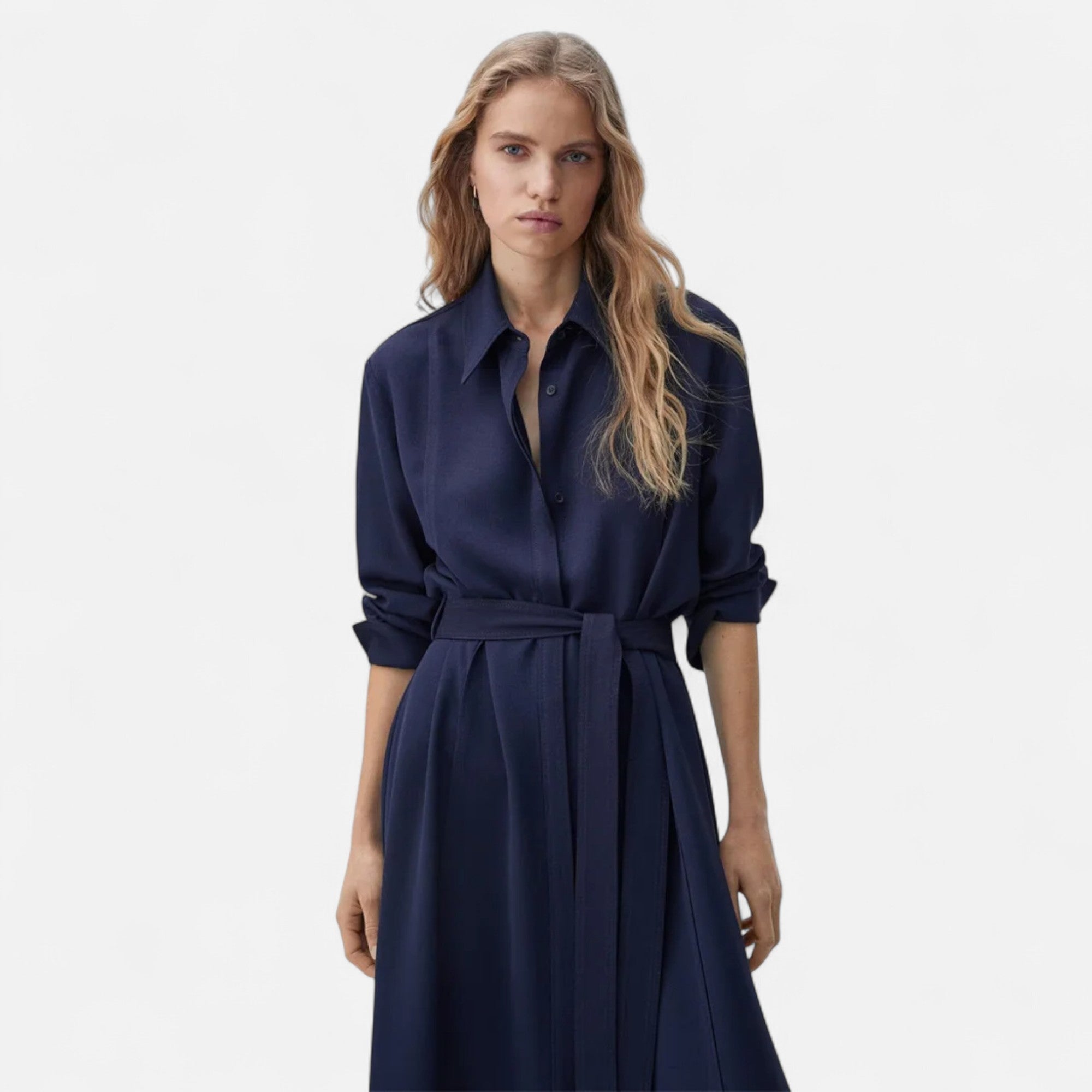 Maison Dresson | Women’s Slim-Fit Cotton-Blend Midi Shirt-Dress with Belt