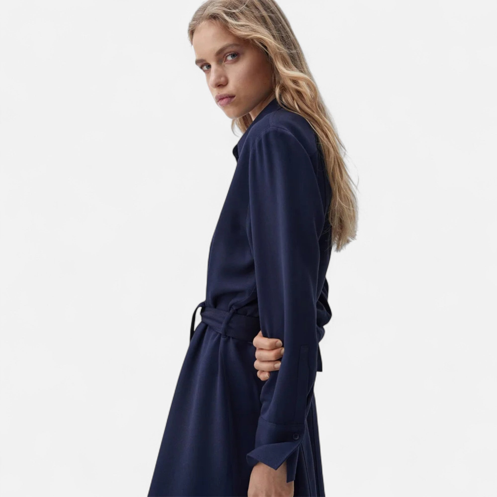 Maison Dresson | Women’s Slim-Fit Cotton-Blend Midi Shirt-Dress with Belt