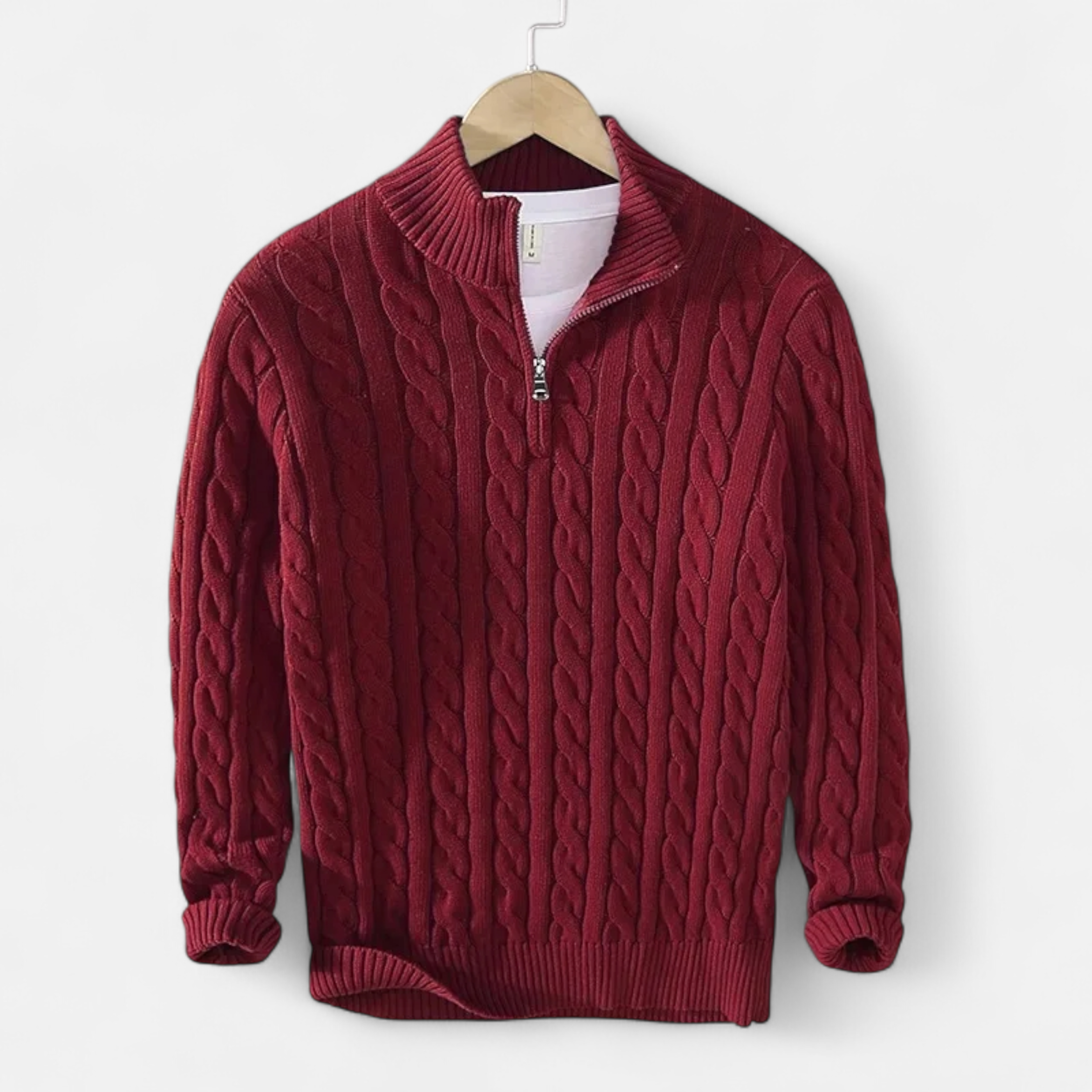 Maison Dresson | Men’s Thick-Knit Turtleneck Zip Sweater