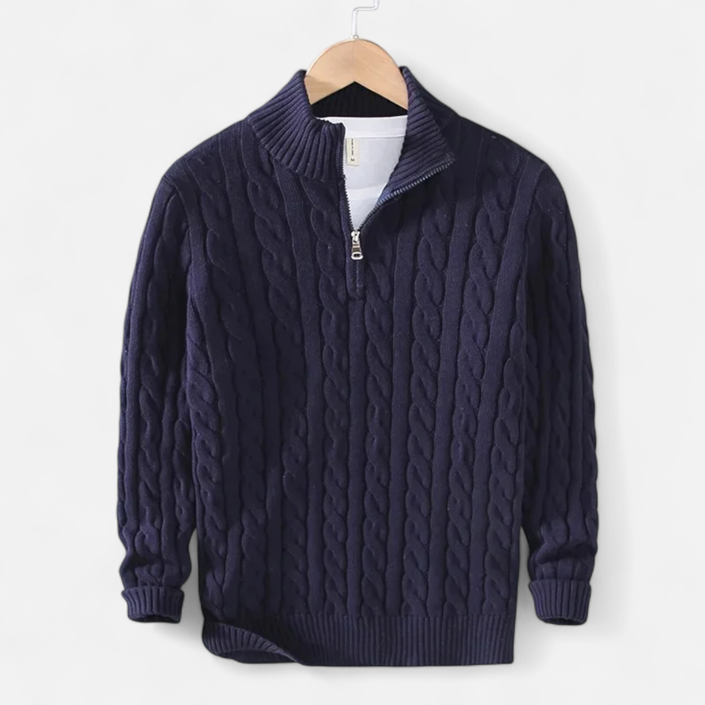 Maison Dresson | Men’s Thick-Knit Turtleneck Zip Sweater