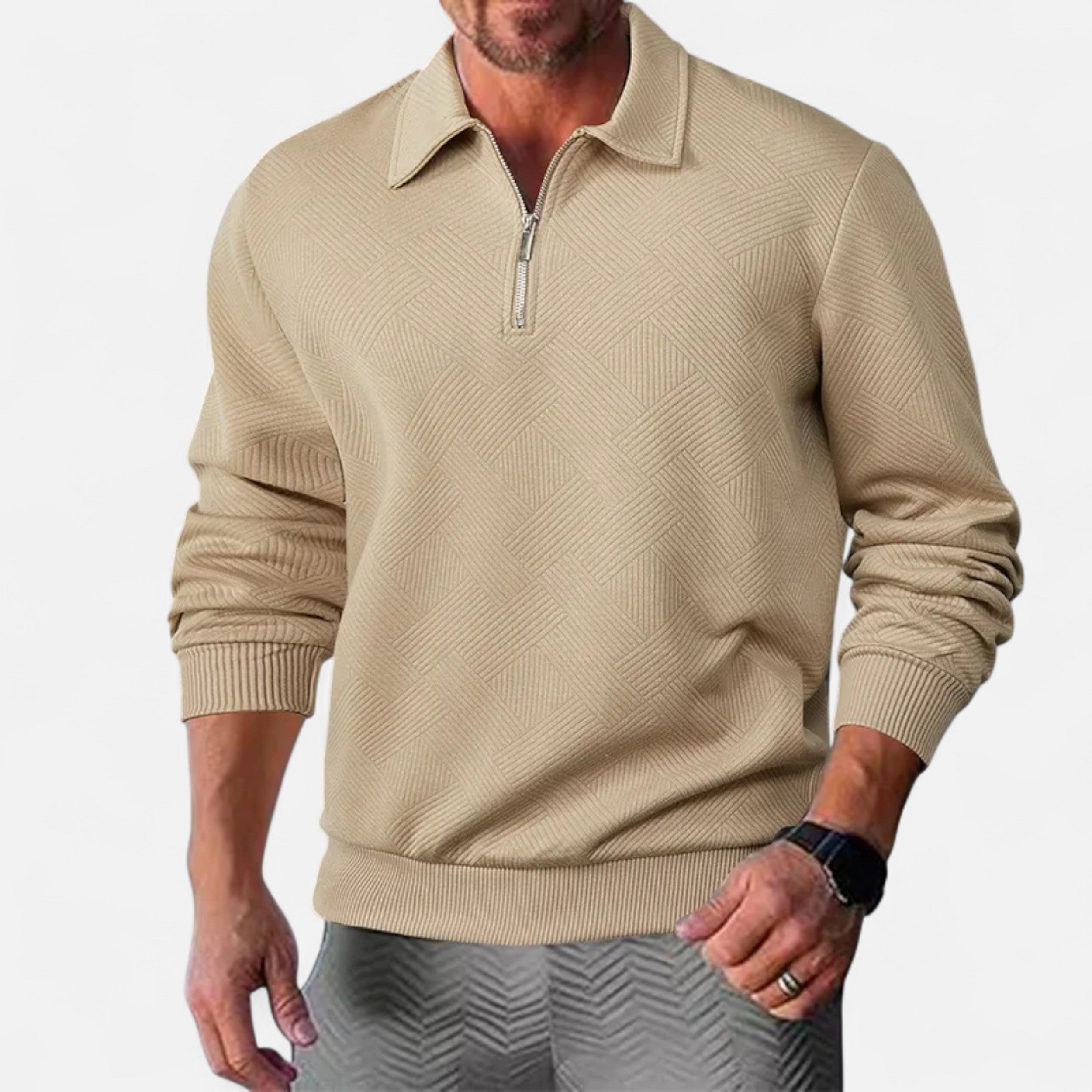 Maison Dresson | Men’s Long-Sleeved Polo Shirt | Zipper Lapel