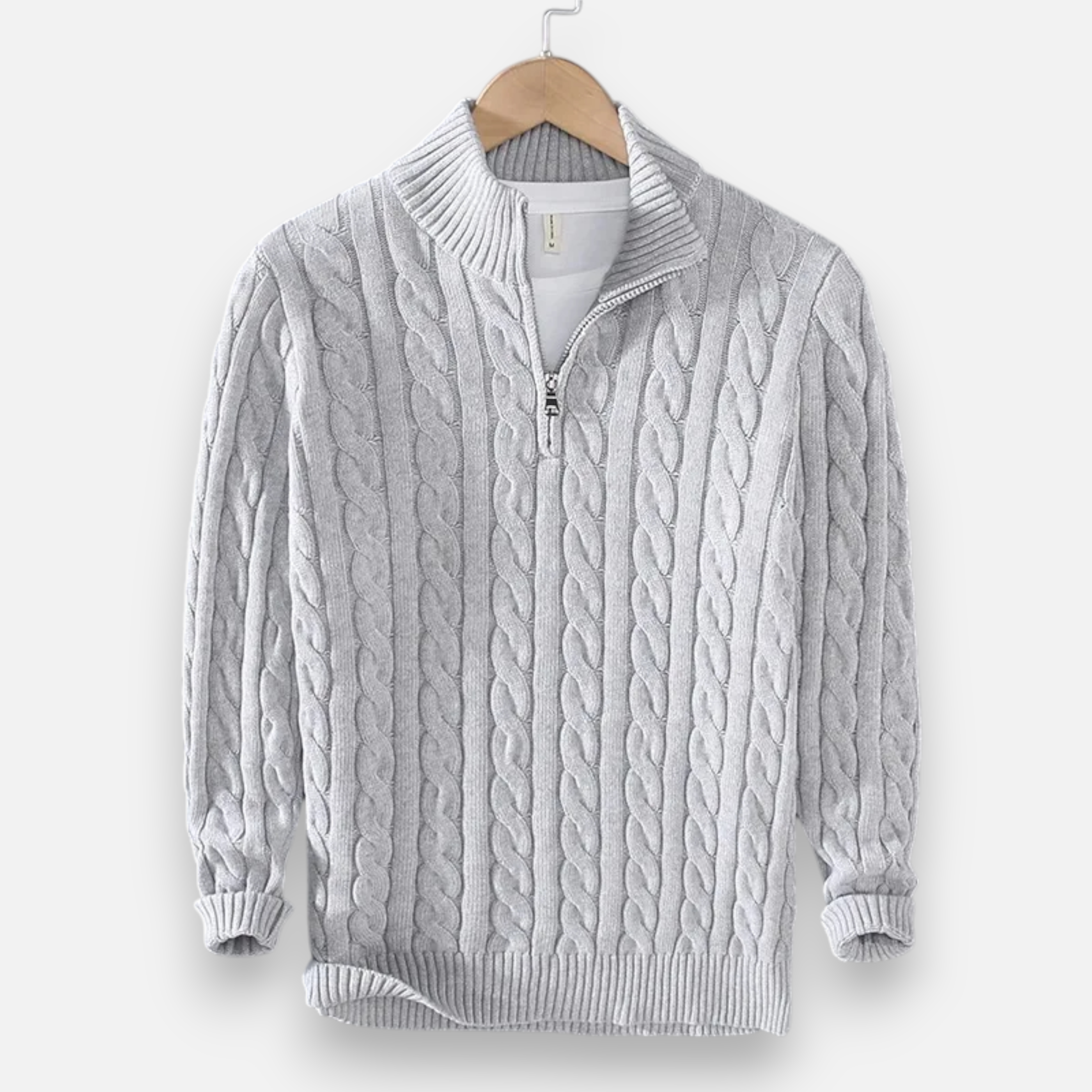 Maison Dresson | Men’s Thick-Knit Turtleneck Zip Sweater