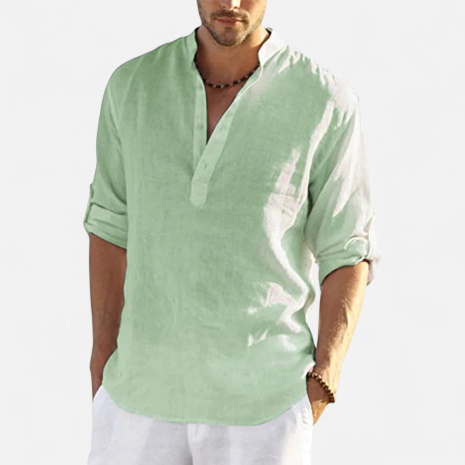Maison Dresson | Men’s Cotton–Linen Long Sleeve Blouse – Breezy Elegance, Tailored Ease