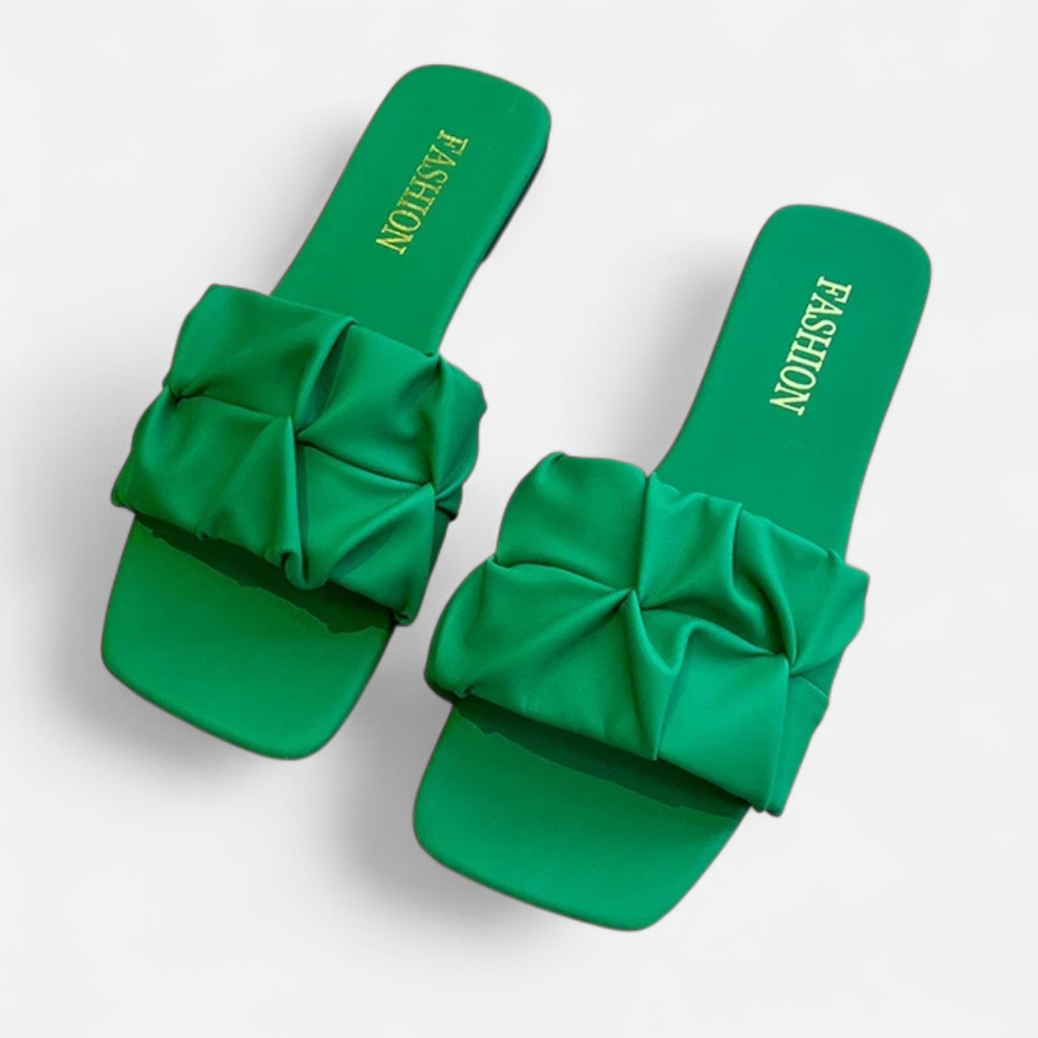 Maison Dresson | Women’s Pleated Summer Flat Slippers – Textured Strap, Effortless Ease