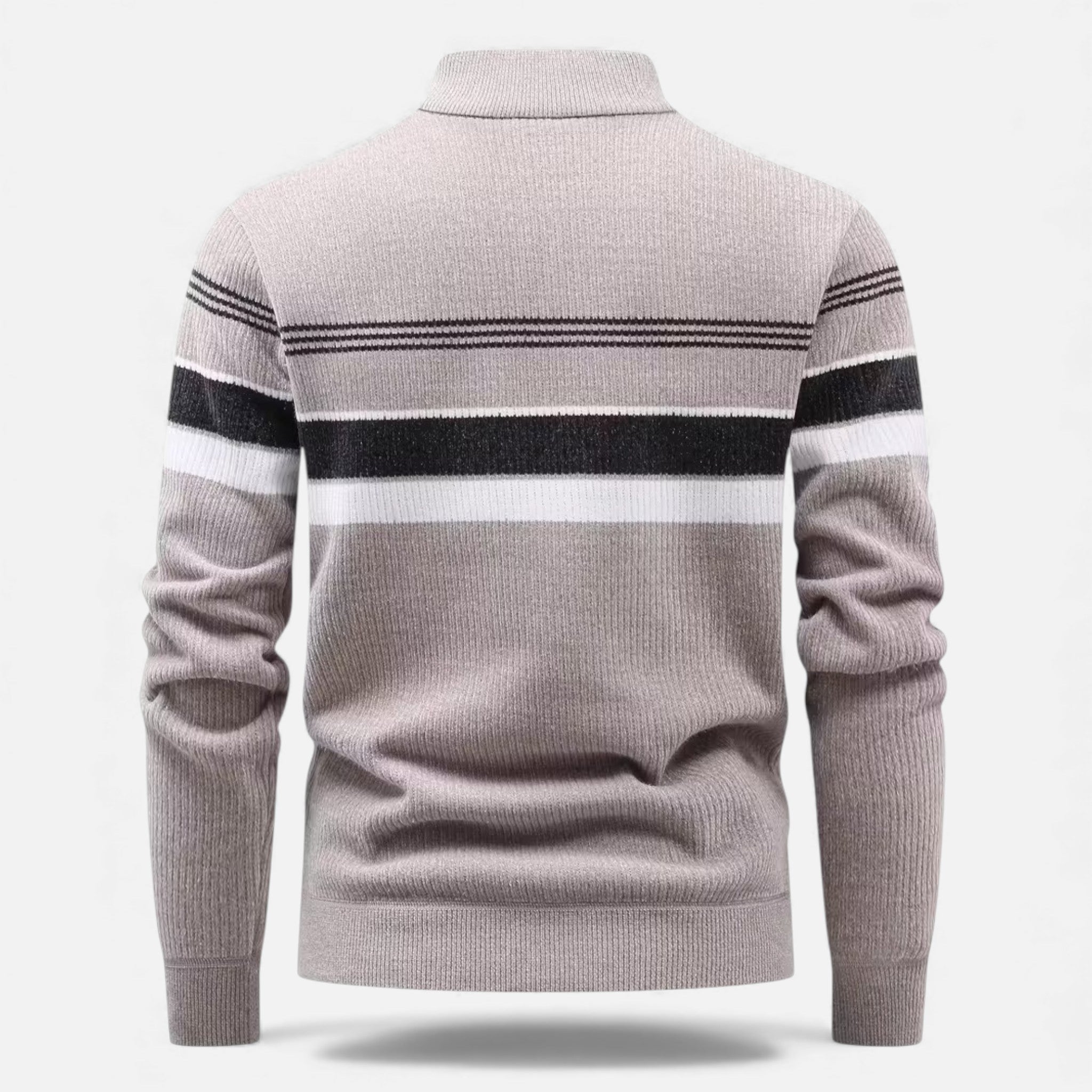 Maison Dresson | Men’s Thick Half-Zip Striped Knit Sweater