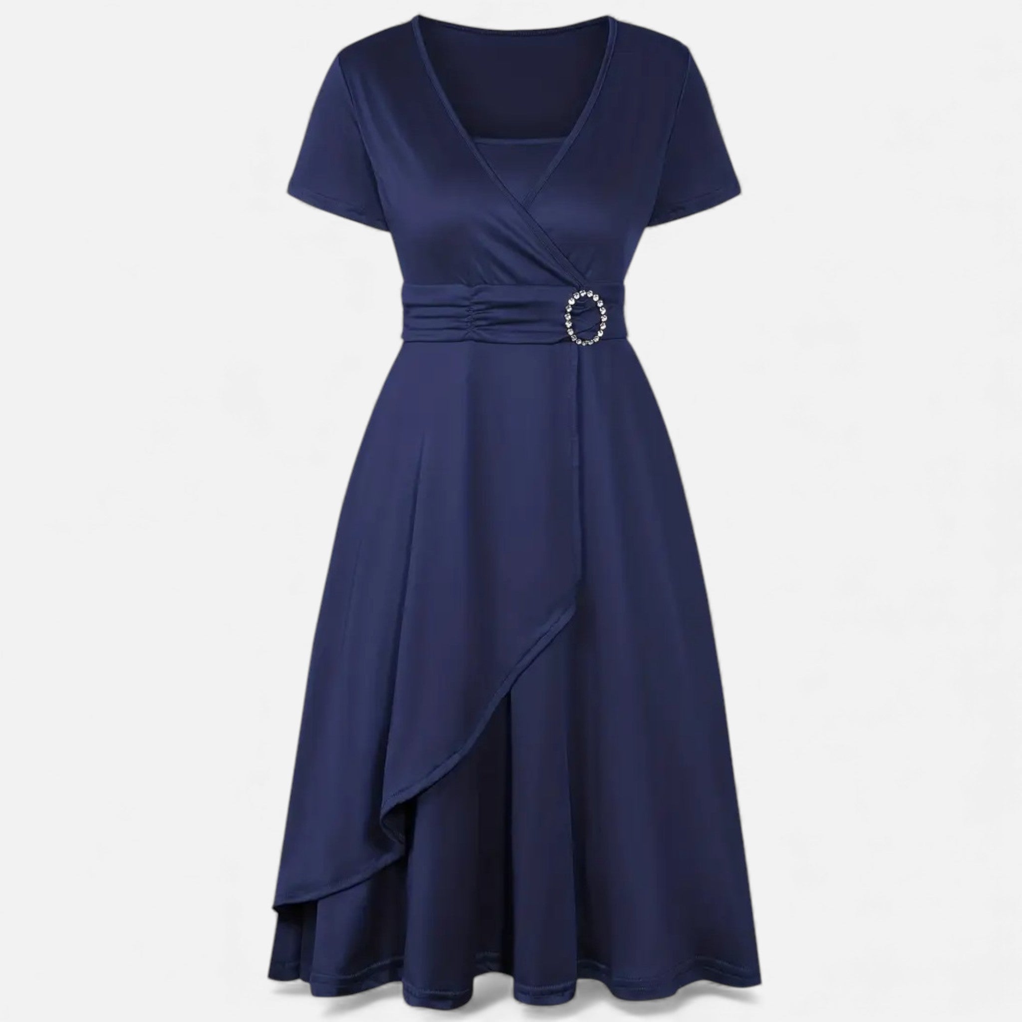 Maison Dresson | Women’s Rhinestone V-Neck Asymmetrical Evening Dress