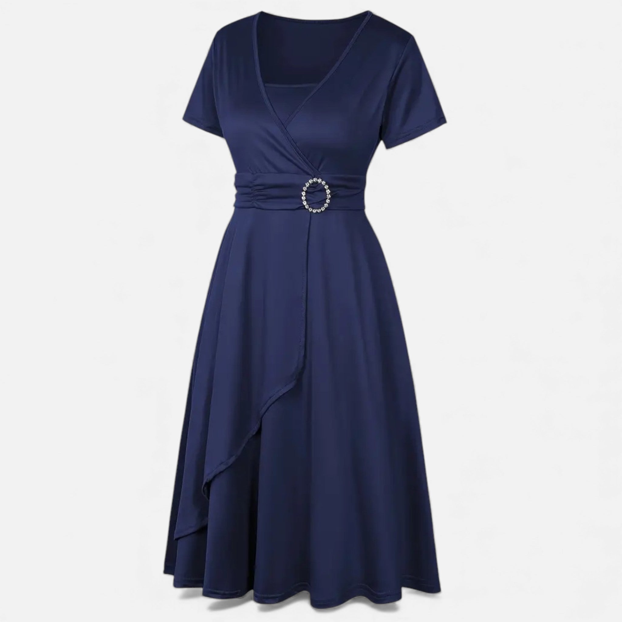 Maison Dresson | Women’s Rhinestone V-Neck Asymmetrical Evening Dress