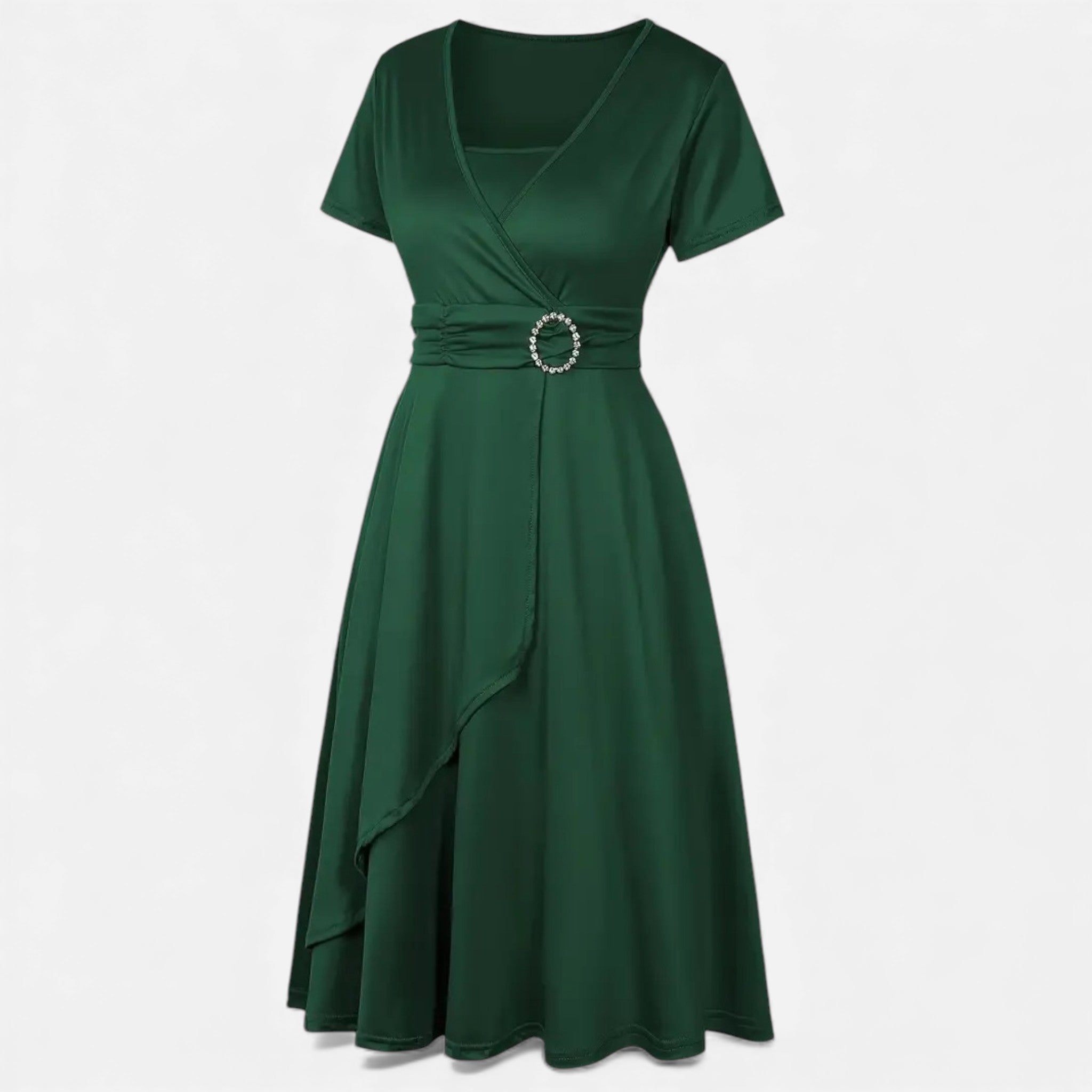 Maison Dresson | Women’s Rhinestone V-Neck Asymmetrical Evening Dress