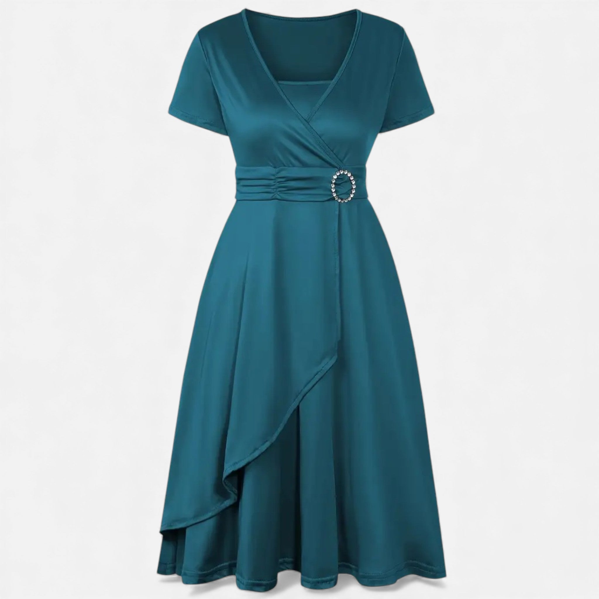 Maison Dresson | Women’s Rhinestone V-Neck Asymmetrical Evening Dress