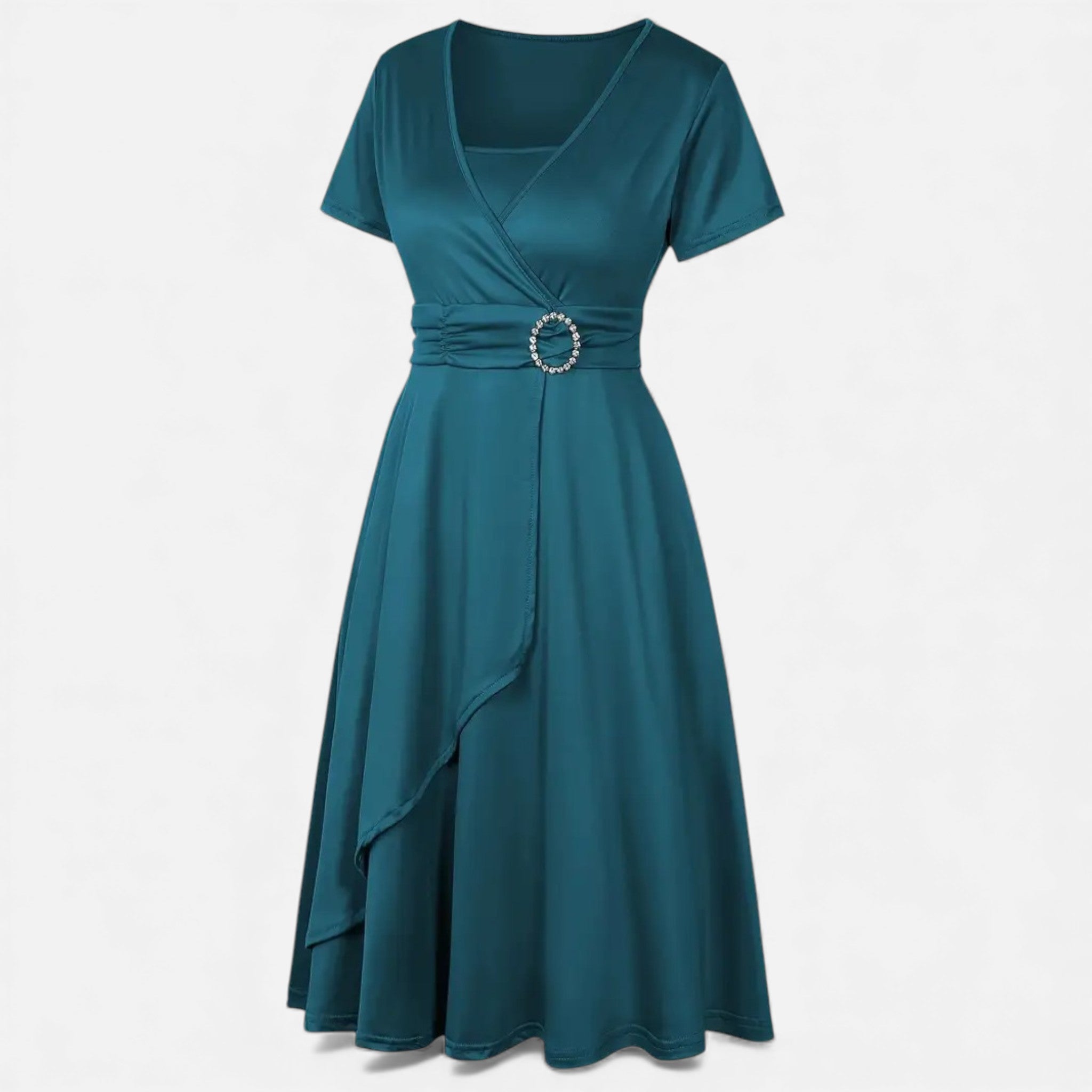 Maison Dresson | Women’s Rhinestone V-Neck Asymmetrical Evening Dress