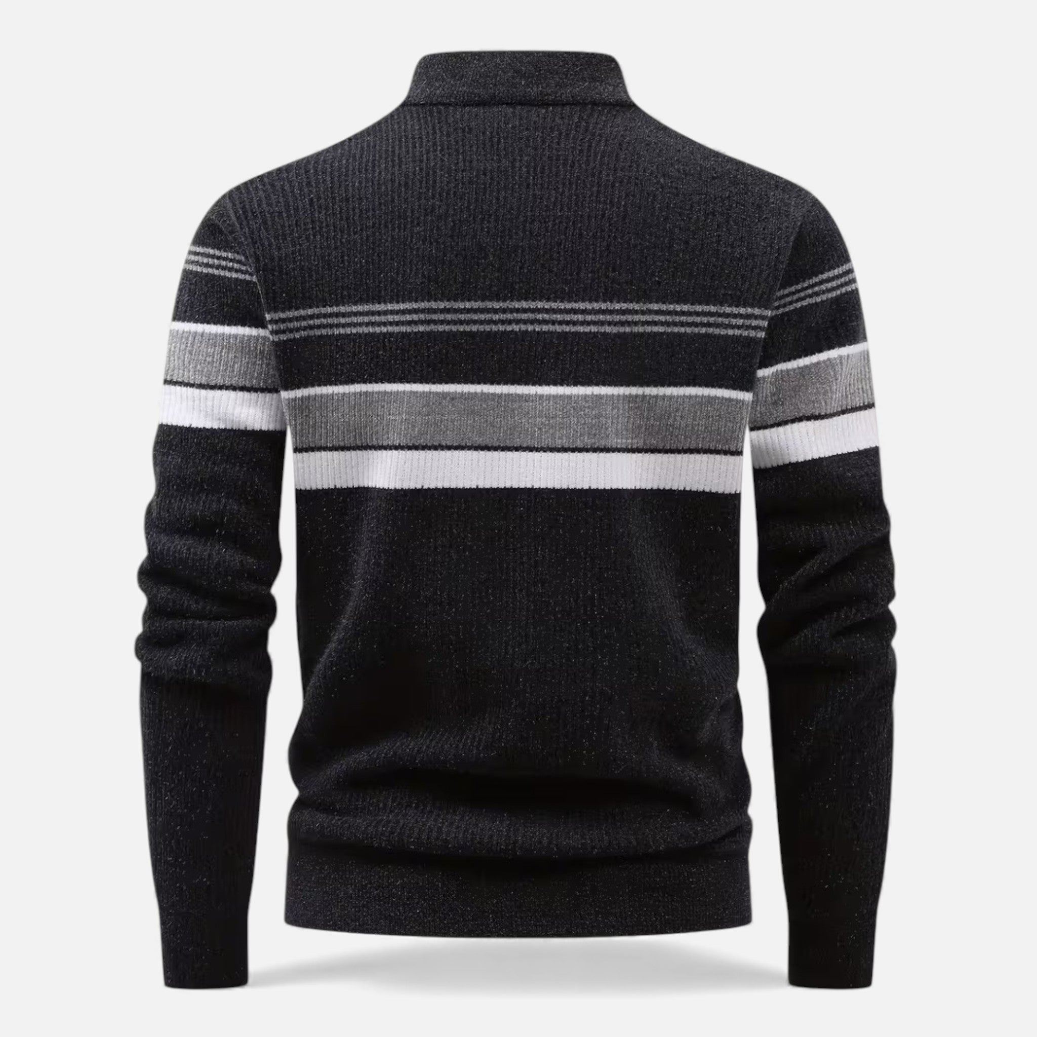 Maison Dresson | Men’s Thick Half-Zip Striped Knit Sweater