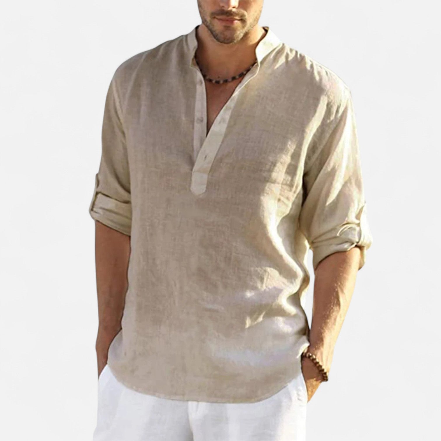 Maison Dresson | Men’s Cotton–Linen Long Sleeve Blouse – Breezy Elegance, Tailored Ease