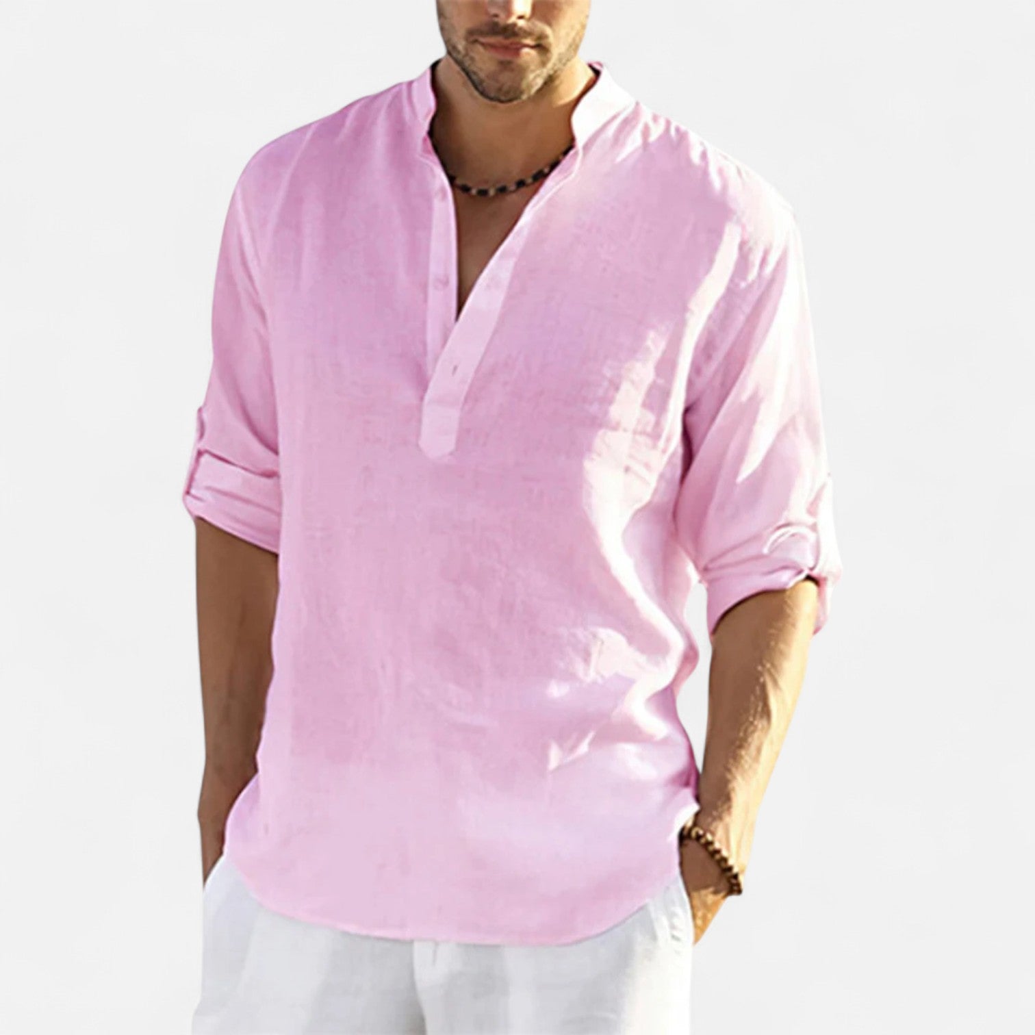 Maison Dresson | Men’s Cotton–Linen Long Sleeve Blouse – Breezy Elegance, Tailored Ease