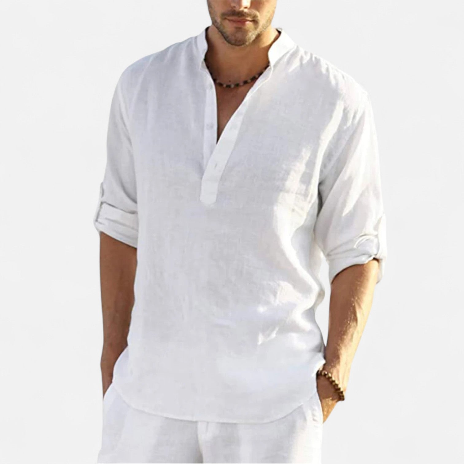 Maison Dresson | Men’s Cotton–Linen Long Sleeve Blouse – Breezy Elegance, Tailored Ease